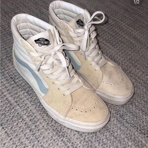 Vans Women's High-Top Sneakers - Beige and Light Blue